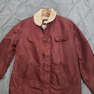 Ag Adriano Goldschmied Maroon Jacket with Sherpa Collar